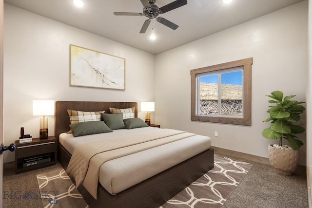 22 Red Rock Trl, Ennis, MT 59729 - bedroom with carpet flooring, recessed lighting, and a ceiling fan