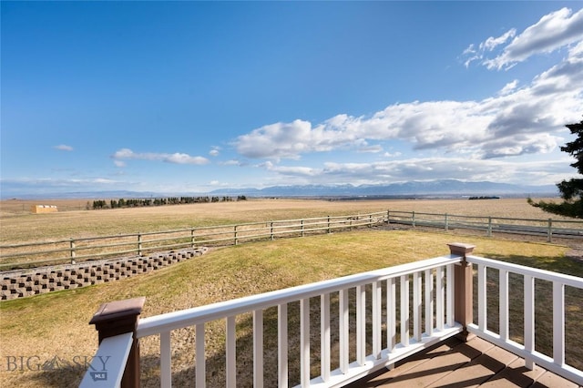 exterior space featuring fence and a rural view