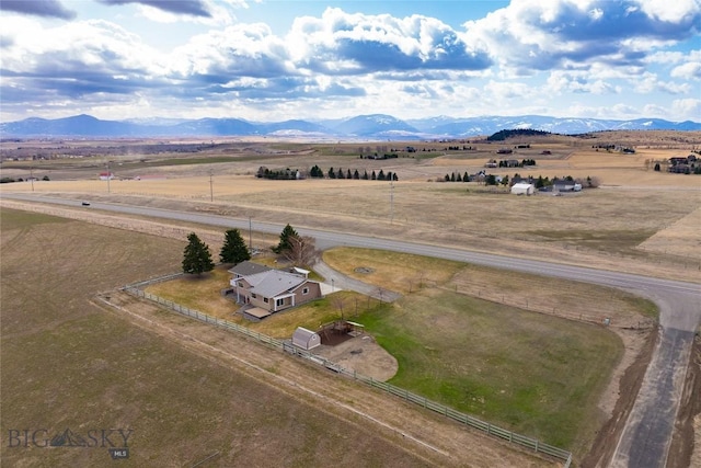 bird's eye view with a rural view and a mountain view