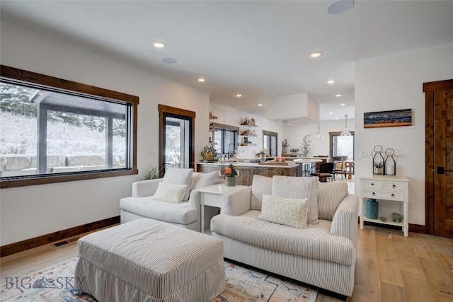280 High Ridge Rd, Bozeman, MT 59715 - living area featuring recessed lighting, light wood-type flooring, and baseboards