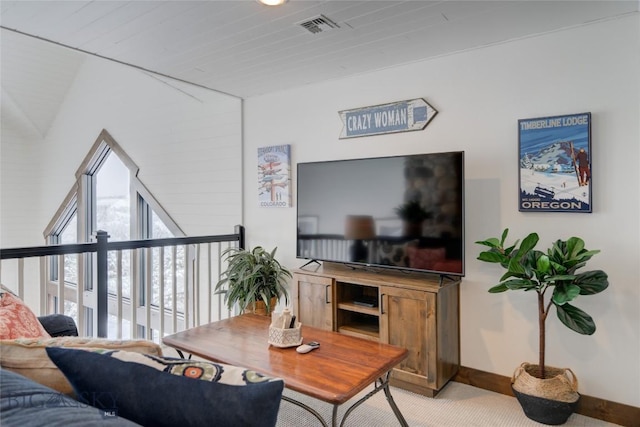 280 High Ridge Rd, Bozeman, MT 59715 - living room with visible vents, baseboards, and light carpet