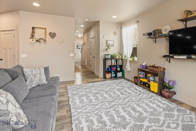 1519 Butler Crk Unit B, Belgrade, MT 59714 - living area with light wood-type flooring, recessed lighting, and baseboards
