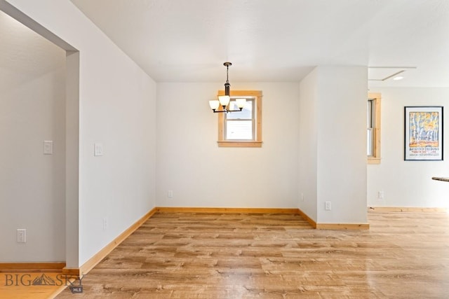 614 S 6th, Bozeman, MT 59715 - unfurnished dining area with baseboards, an inviting chandelier, and light wood-style floors