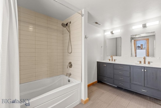 614 S 6th, Bozeman, MT 59715 - full bath featuring a sink, shower / tub combo, baseboards, and double vanity