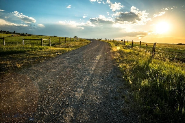 view of road featuring a rural view