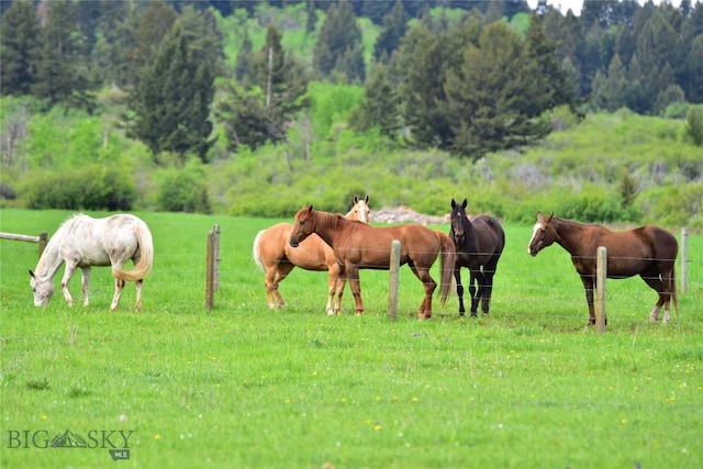 view of stable featuring a rural view