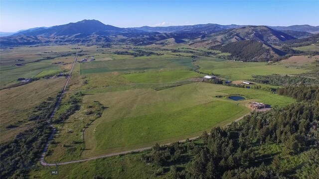 aerial view with a rural view and a mountain view