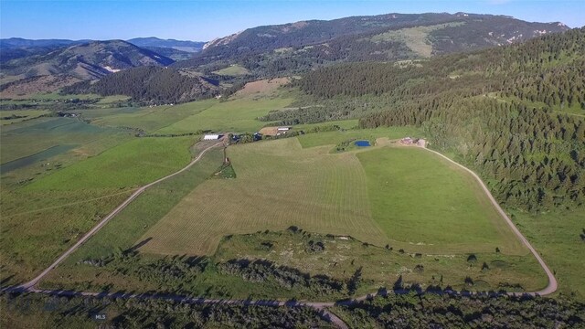 bird's eye view with a rural view and a mountain view