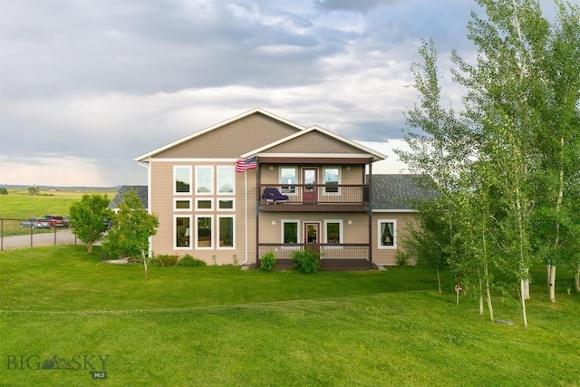 46 Rapelje Rd, Big Timber, MT 59011 - back of house featuring a yard and a balcony