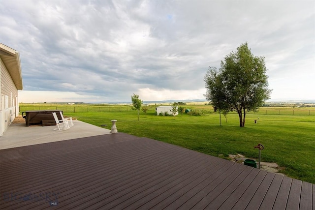 46 Rapelje Rd, Big Timber, MT 59011 - wooden deck with fence, a lawn, and a rural view