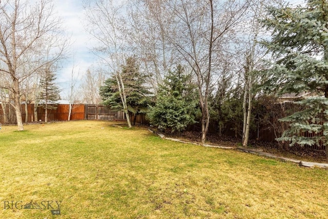 view of yard featuring a fenced backyard