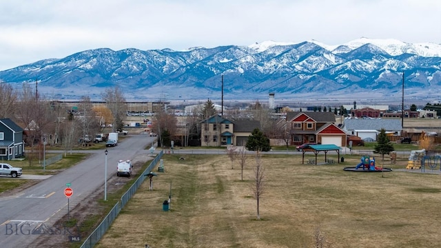 view of mountain feature with a residential view