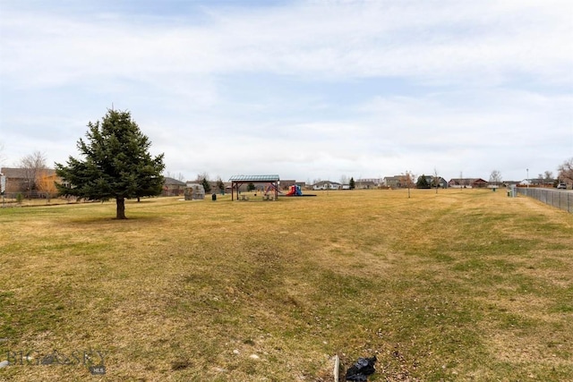 view of yard featuring fence