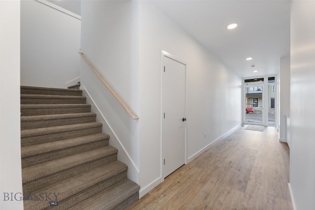 2806 S 30th Ave, Bozeman, MT 59718 - stairs featuring wood finished floors, recessed lighting, and baseboards