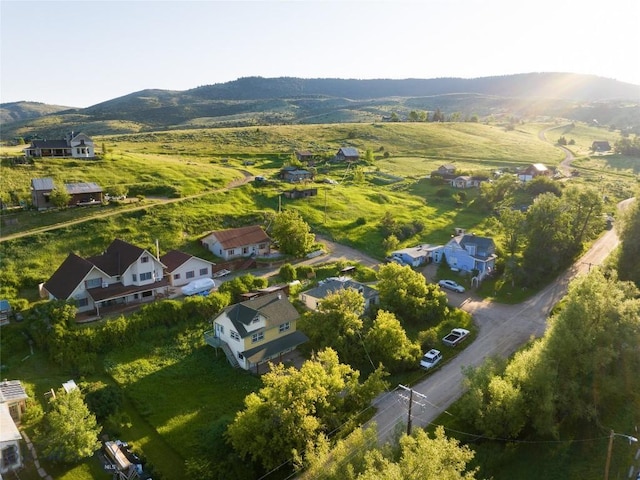 aerial view with a mountain view