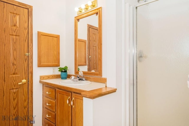 1319 Mcclellan, West Yellowstone, MT 59758 - bathroom with vanity and a shower with shower door