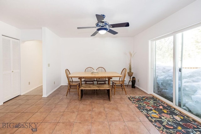 1319 Mcclellan, West Yellowstone, MT 59758 - dining room with a ceiling fan and light tile patterned floors