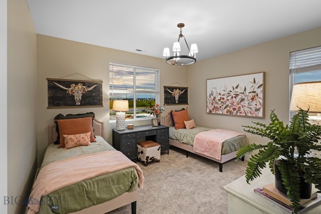 1823 N Cottonwood Rd, Bozeman, MT 59718 - carpeted bedroom with a chandelier