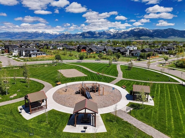 1610 Windrow Dr, Bozeman, MT 59718 - view of property's community with a mountain view, a gazebo, and a residential view