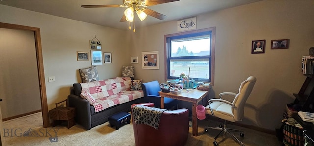 719 Jefferson St, Ennis, MT 59729 - carpeted home office with ceiling fan