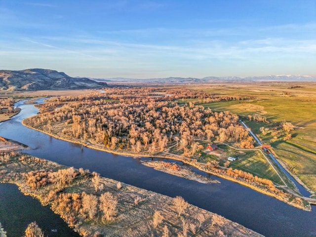 aerial view with a water and mountain view