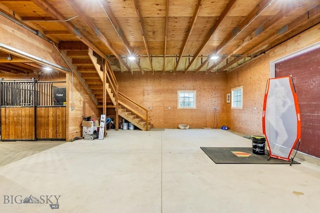 basement featuring stairway