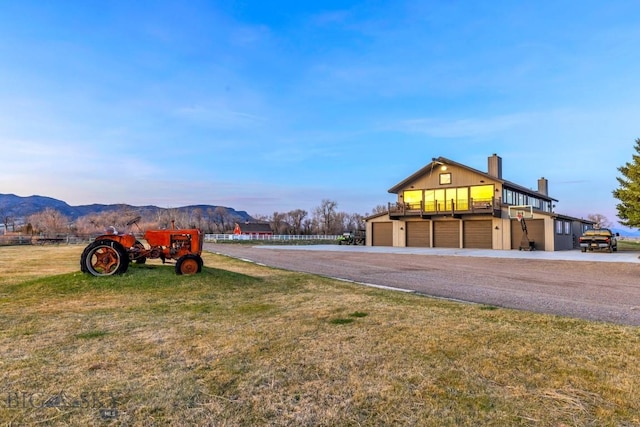exterior space featuring a mountain view