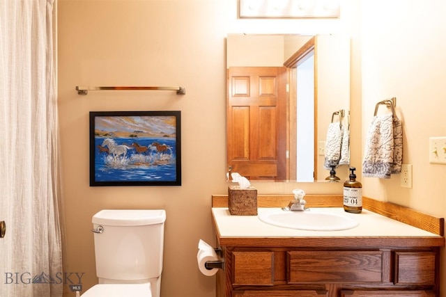 bathroom with toilet and vanity
