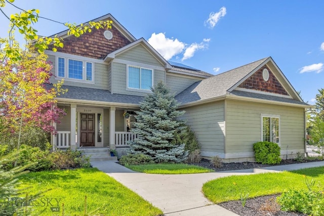 3609 Fieldstone W, Bozeman, MT 59715 - craftsman house with covered porch, a shingled roof, and a front yard