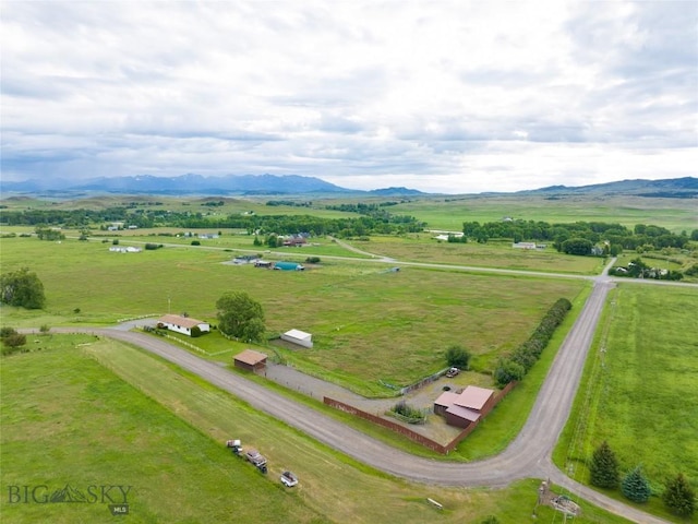drone / aerial view with a rural view and a mountain view