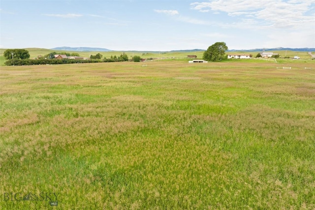 view of yard featuring a rural view and a mountain view