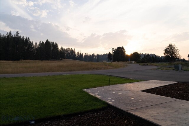 view of yard at dusk