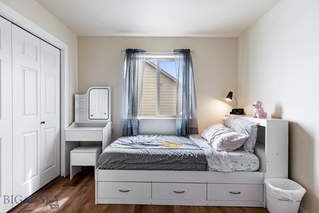 250 Jackson Ln, Belgrade, MT 59714 - bedroom with dark wood finished floors and a closet