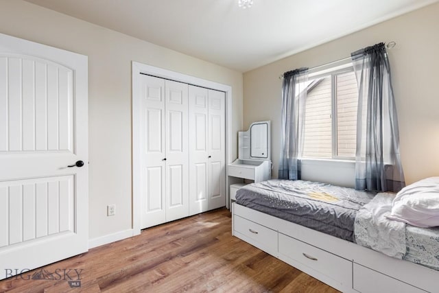 250 Jackson Ln, Belgrade, MT 59714 - bedroom with wood finished floors, a closet, and baseboards