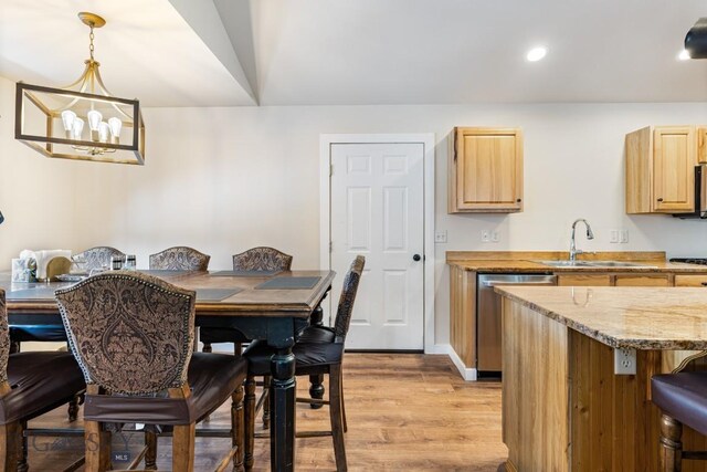 250 Jackson Ln, Belgrade, MT 59714 - dining space featuring light wood-style flooring, a chandelier, and recessed lighting
