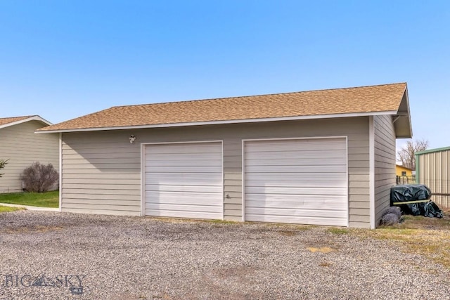 view of detached garage