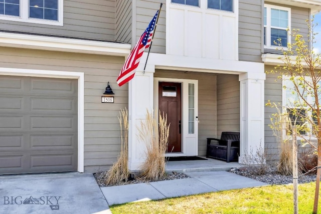 property entrance featuring a garage