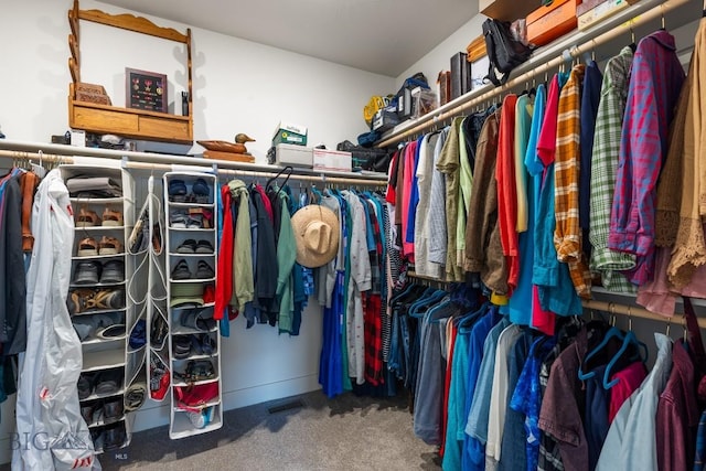 spacious closet with carpet flooring