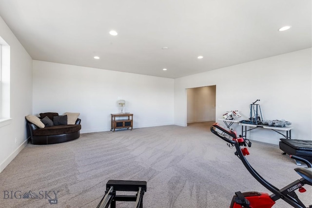 1508 Deadwood Loop, Belgrade, MT 59714 - workout room featuring carpet floors, recessed lighting, and baseboards