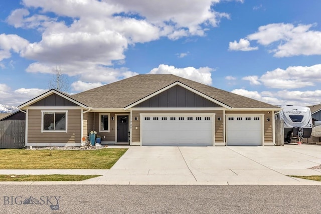 1708 Drummond Blvd, Belgrade, MT 59714 - single story home featuring an attached garage, concrete driveway, board and batten siding, and a shingled roof