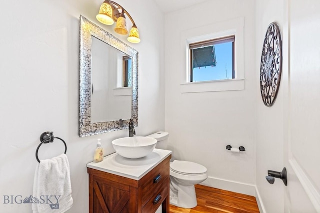 31 Haystack Dr, Bozeman, MT 59718 - bathroom featuring baseboards, vanity, wood finished floors, and plenty of natural light