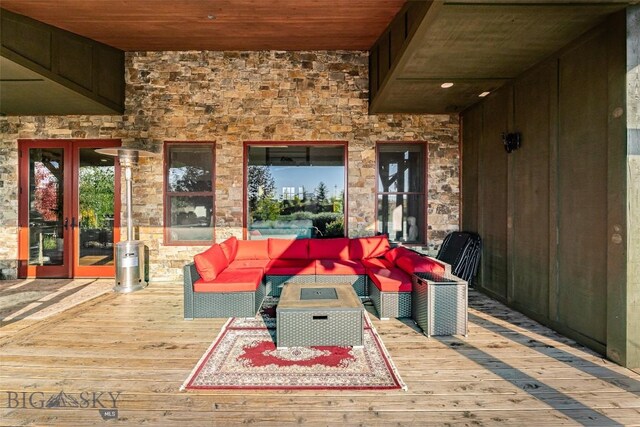 31 Haystack Dr, Bozeman, MT 59718 - wooden terrace featuring outdoor lounge area and french doors