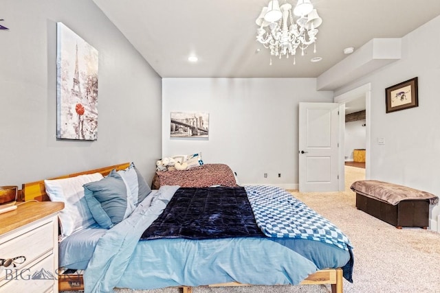 31 Haystack Dr, Bozeman, MT 59718 - bedroom featuring a notable chandelier, carpet flooring, and recessed lighting
