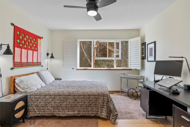 268 Pine Creek Dr, Bozeman, MT 59718 - bedroom with ceiling fan and wood finished floors