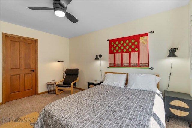 268 Pine Creek Dr, Bozeman, MT 59718 - bedroom with carpet floors, baseboards, and ceiling fan