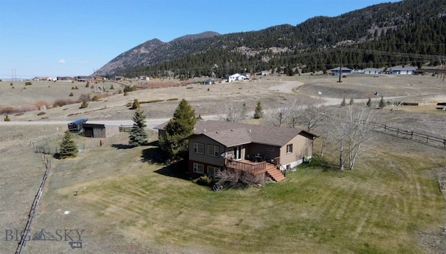 aerial view with a rural view and a mountain view