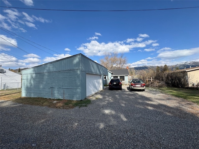 view of detached garage