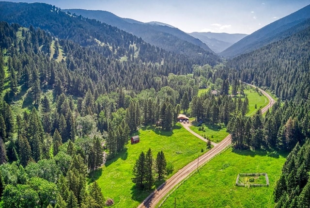 14470 Cottonwood Canyon Rd, Bozeman, MT 59718 - drone / aerial view with a mountain view and a forest view