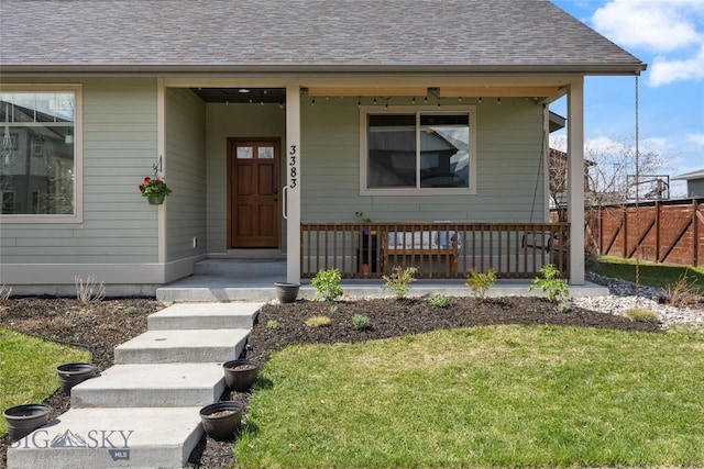 3383 Sora Way, Bozeman, MT 59718 - entrance to property with covered porch and roof with shingles