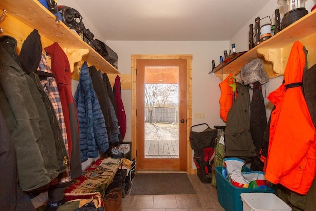 mudroom with tile patterned flooring